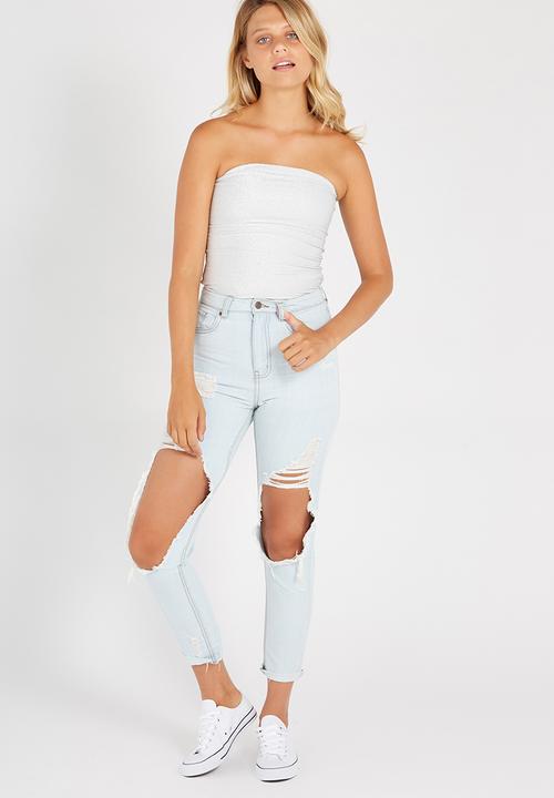 Supré  - Sparkle luxe long boobtube - silver