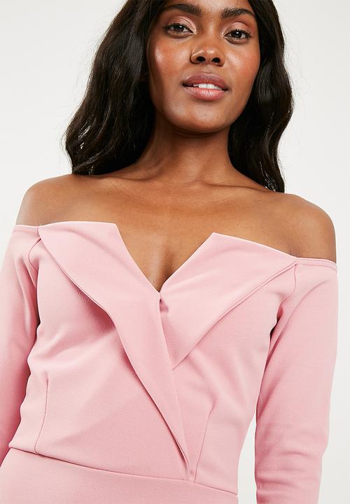 Missguided - Bardot foldover wrap dress - pink