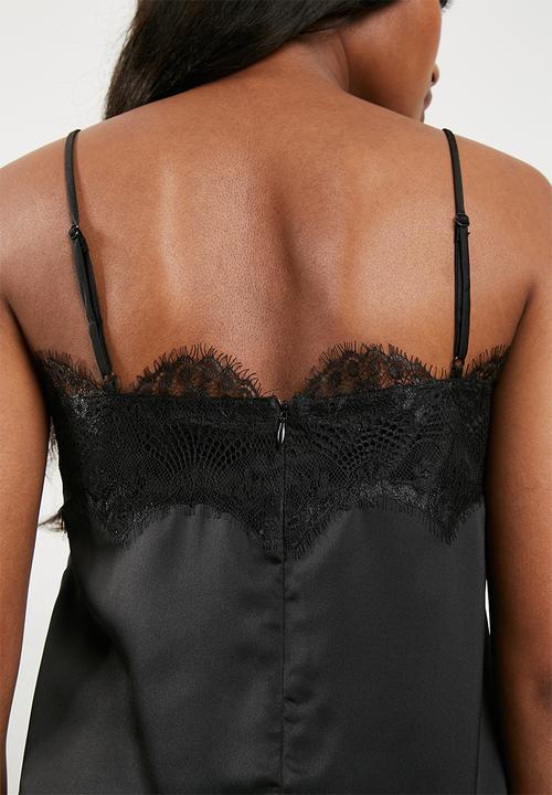 Missguided - Lace trim cami top - black