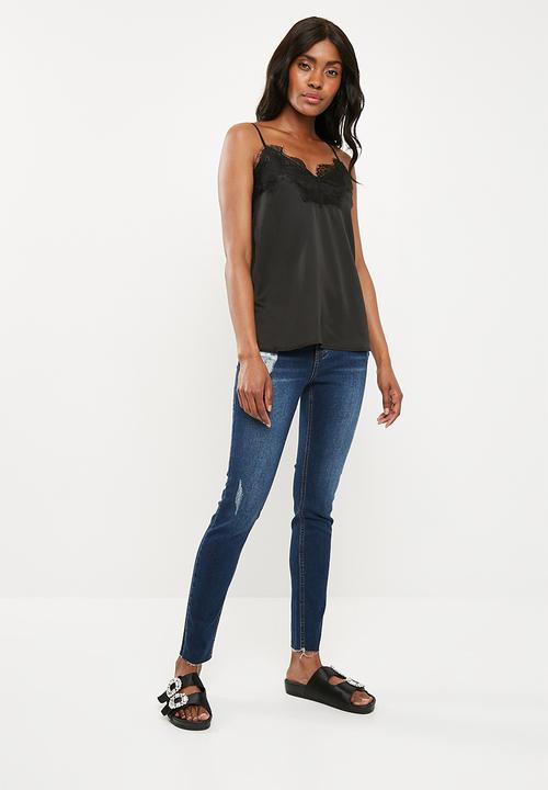 Missguided - Lace trim cami top - black
