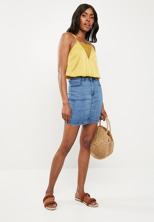 Missguided - Satin insert bodysuit - yellow