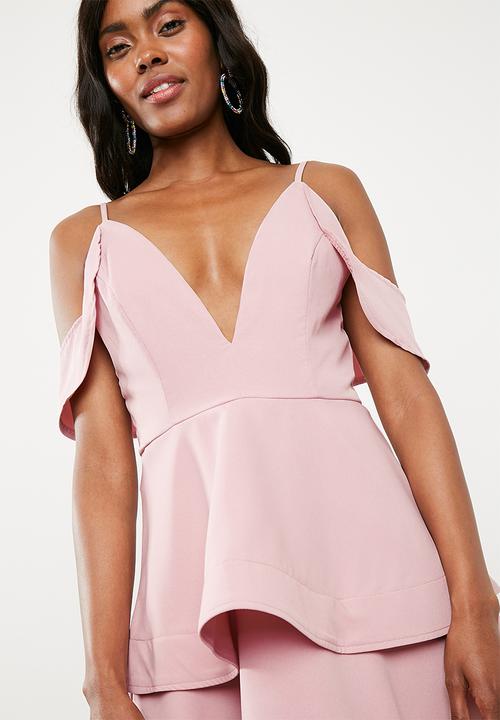 Missguided - Strappy cold shoulder skater dress - pink