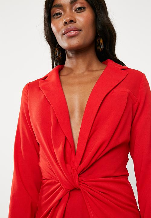 Missguided - Twist front mini dress - red