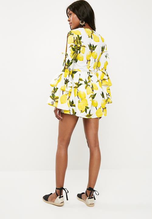 Missguided - Lemon print playsuit - yellow