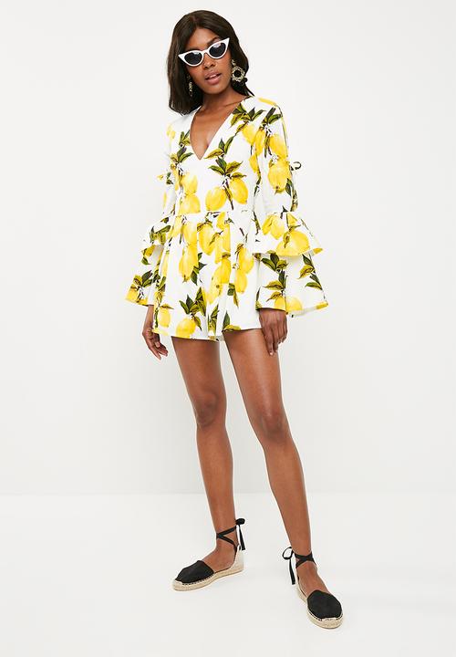 Missguided - Lemon print playsuit - yellow