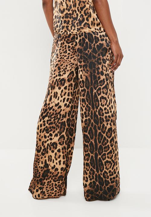 Missguided - Leopard wide leg trousers - brown