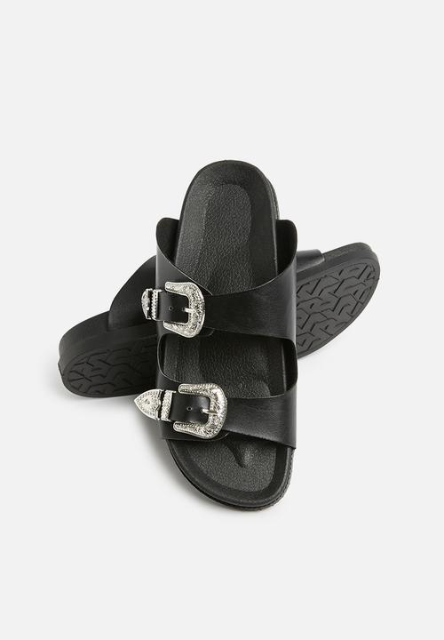 Missguided - Western double buckle jelly - black