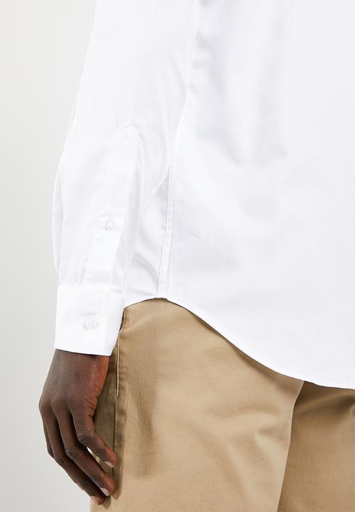 Superbalist - Concealed button stand poplin shirt - white
