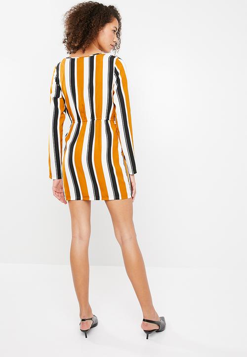 Missguided - Striped midi dress - mustard
