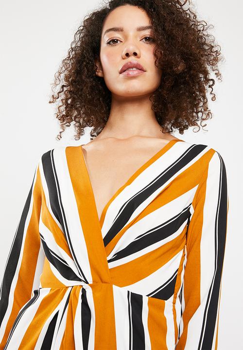 Missguided - Striped midi dress - mustard