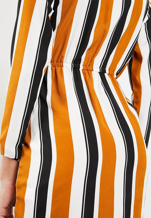 Missguided - Striped midi dress - mustard