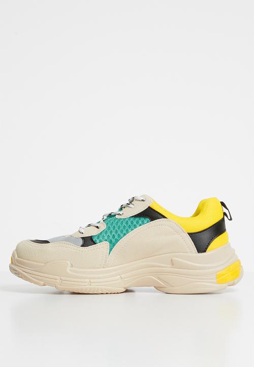 Missguided - Contrast sole colourblock chunky trainer - yellow