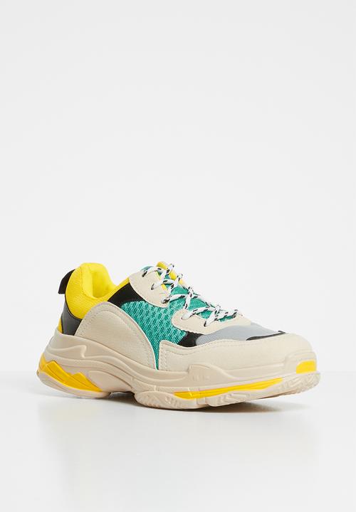 Missguided - Contrast sole colourblock chunky trainer - yellow