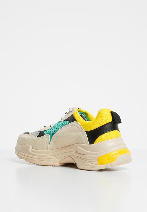 Missguided - Contrast sole colourblock chunky trainer - yellow