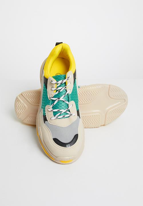 Missguided - Contrast sole colourblock chunky trainer - yellow