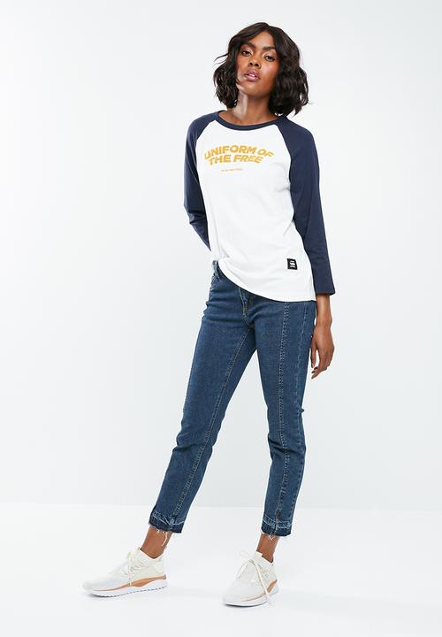 G-STAR - Graphic xula 3/4 tee - navy & white