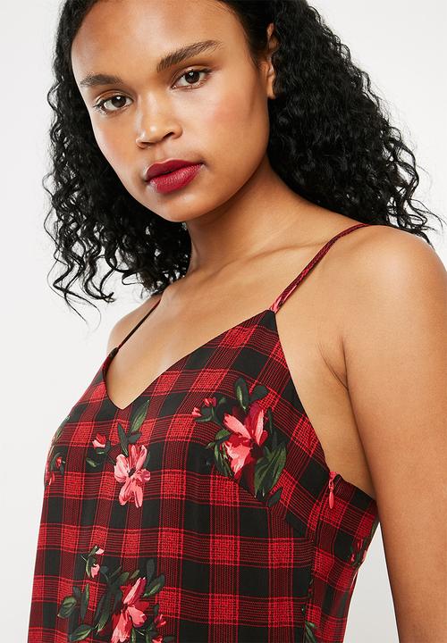 Superbalist - Midi slip dress with lace trim - multi