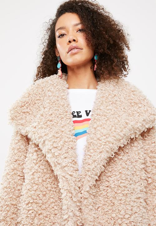 Missguided - Shaggy waterfall faux fur jacket - pink