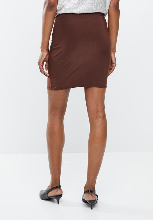 Missguided - Soft touch  wrap skirt - brown