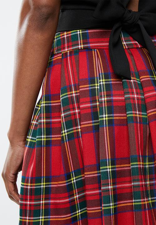 Missguided - Check pleated skirt - red