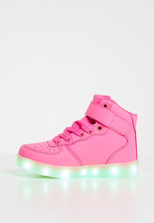 Pop Candy - High top light up velcro strap sneaker - pink