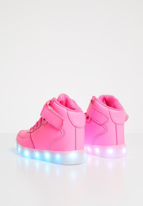 Pop Candy - High top light up velcro strap sneaker - pink
