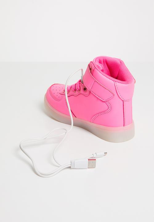 Pop Candy - High top light up velcro strap sneaker - pink
