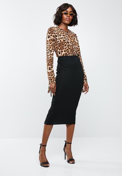 Missguided - Jersey midi skirt - black