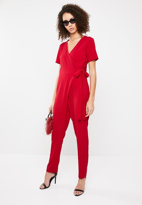 Superbalist - Formal wrap playsuit - red