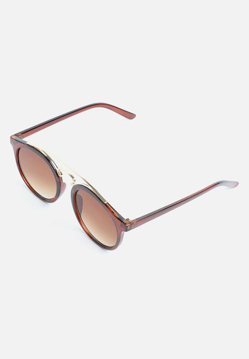 Superbalist - Retro round tortoise shell sunglasses - brown