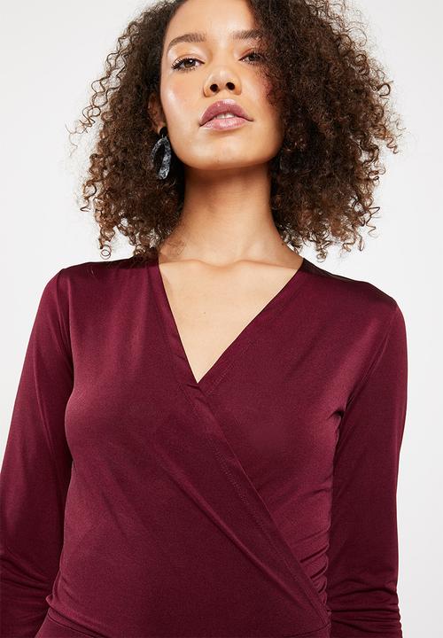 Superbalist - Knit combo bodysuit - burgundy