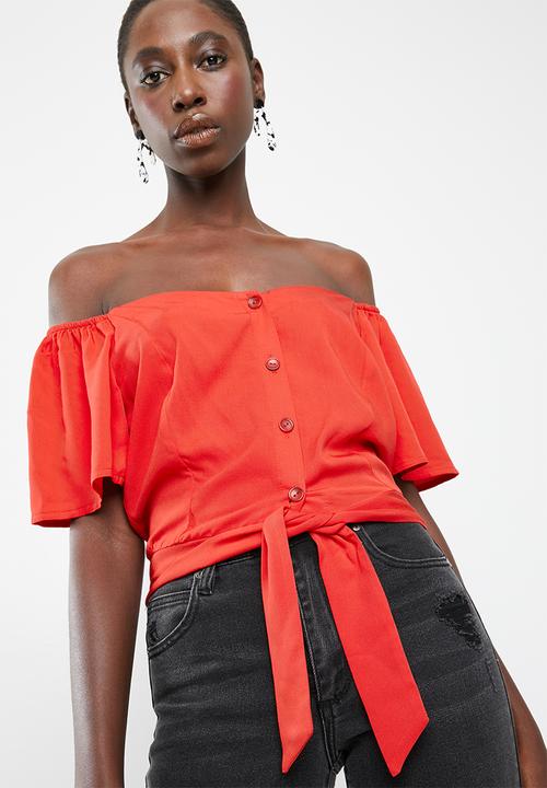 Superbalist - Tie front feminine shirt - red