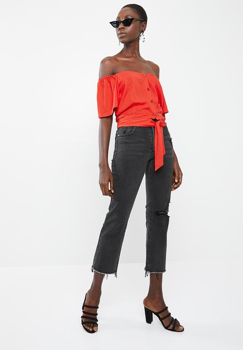 Superbalist - Tie front feminine shirt - red