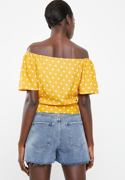 Superbalist - Tie front feminine shirt - yellow & white 
