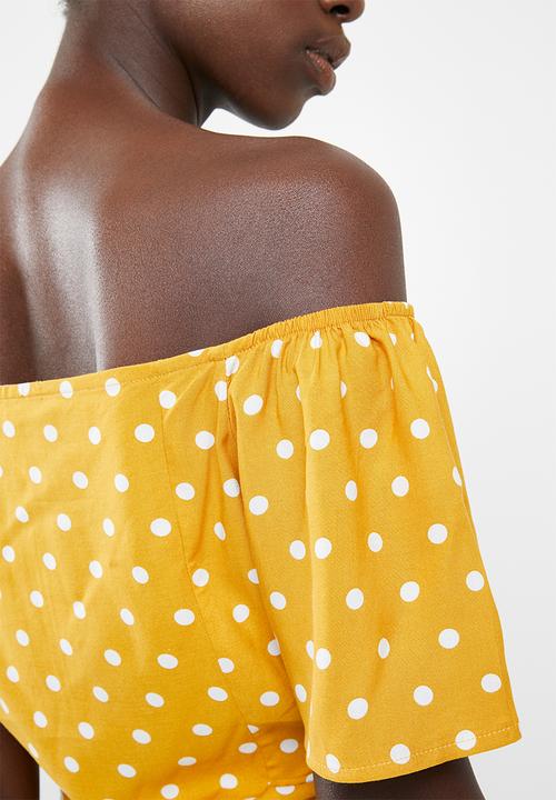 Superbalist - Tie front feminine shirt - yellow & white 