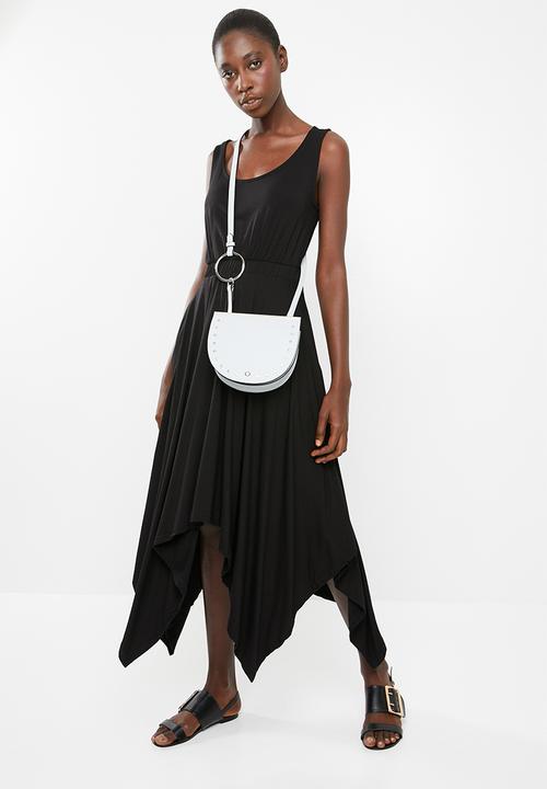edit - Sleeveless dress with dipped hem - black