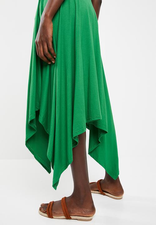 edit - Sleeveless dress with dipped hem - green