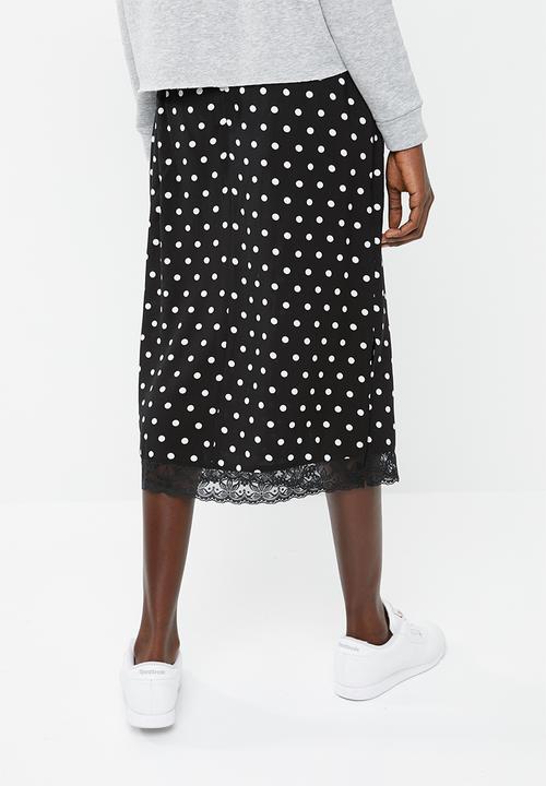 Superbalist - Midi pencil skirt with lace trim - black & white 