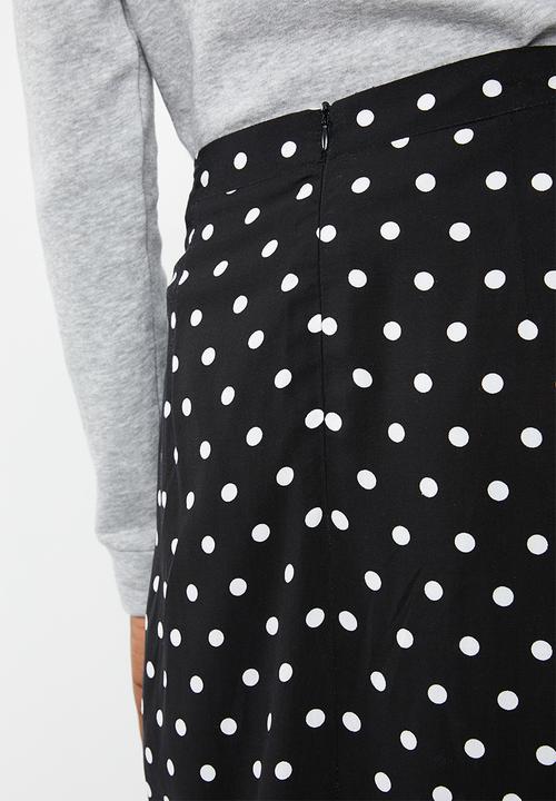 Superbalist - Midi pencil skirt with lace trim - black & white 