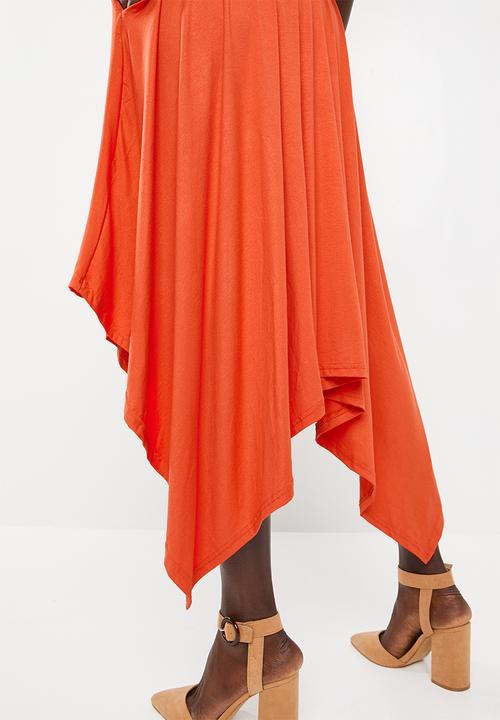 edit - Sleeveless dress with dipped hem - orange