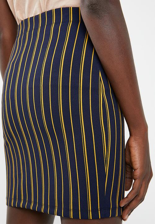 Superbalist - High waisted bodycon skirt - navy & yellow