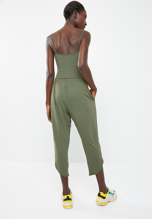 Superbalist - Strappy yoga jumpsuit with side pockets - khaki
