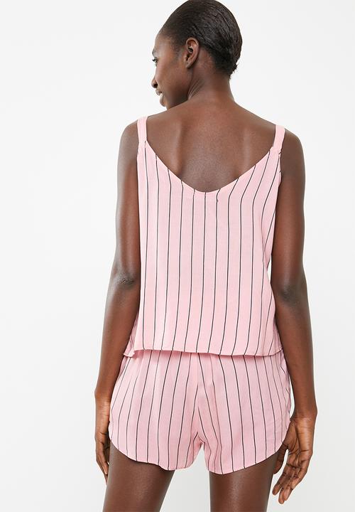 Superbalist - Sleep cami and shorts set -  pink & black 