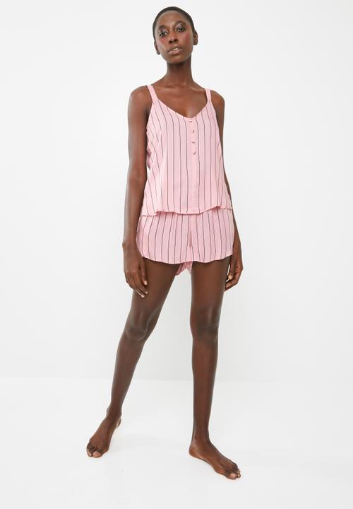 Superbalist - Sleep cami and shorts set -  pink & black 