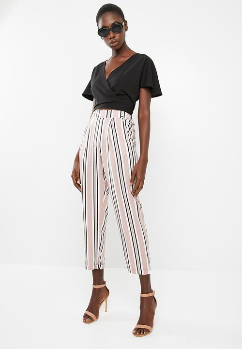 Superbalist - Soft tapered pants - pink, white & black
