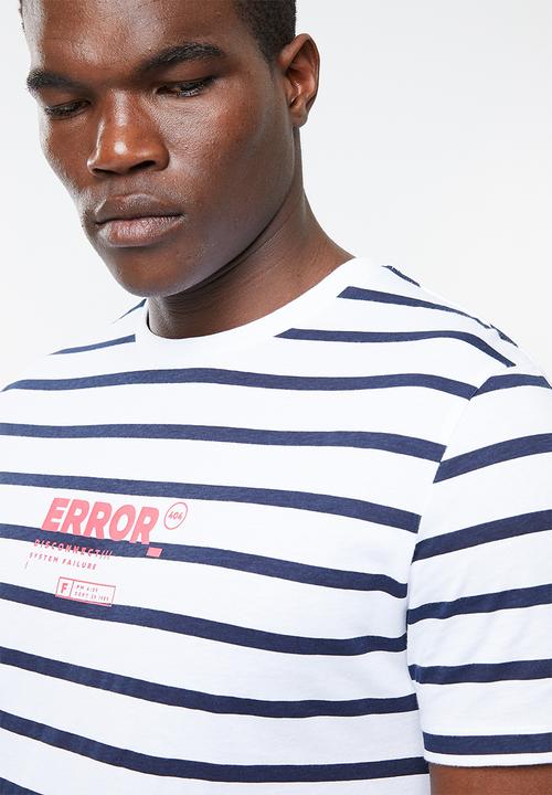Superbalist - Stripe graphic crew neck tee - white & navy