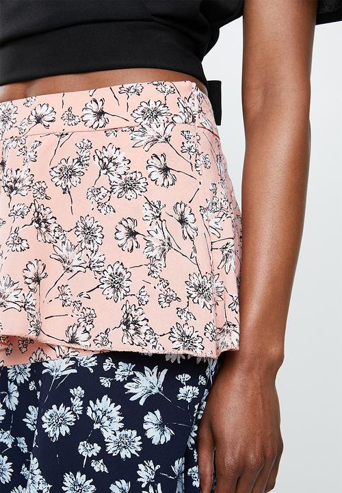 Missguided - Satin midi skirt - pink & blue