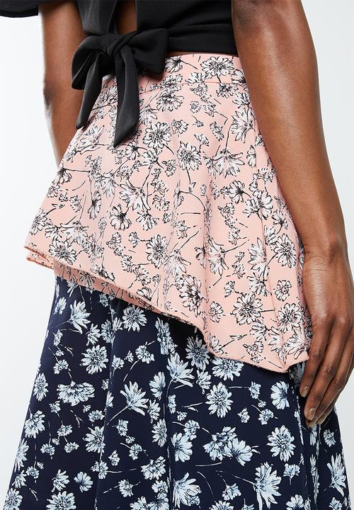 Missguided - Satin midi skirt - pink & blue