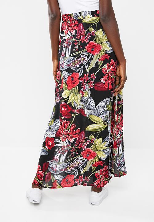 Superbalist - Button through maxi skirt - black