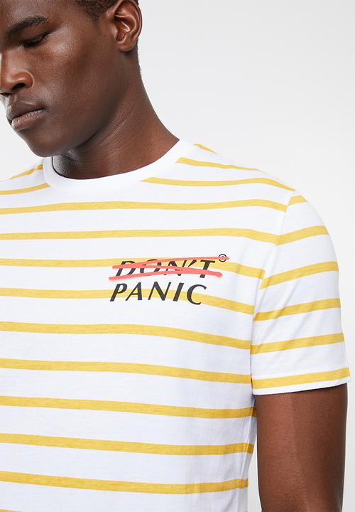Superbalist - Stripe graphic crew neck tee - white & yellow